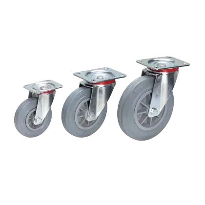 Lenk- und Bockrollen mit blaugrauen Vollgummiräder GH4007/4008/4009