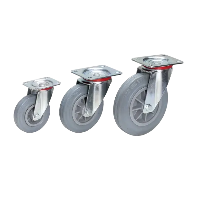 Lenk- und Bockrollen mit blaugrauen Vollgummiräder GH4007/4008/4009