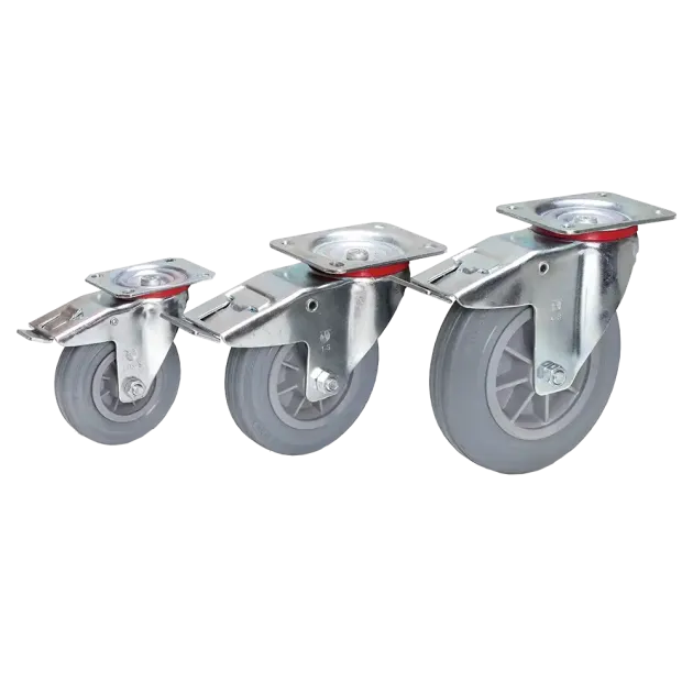 Lenk- und Bockrollen mit blaugrauen Vollgummiräder GH4007/4008/4009