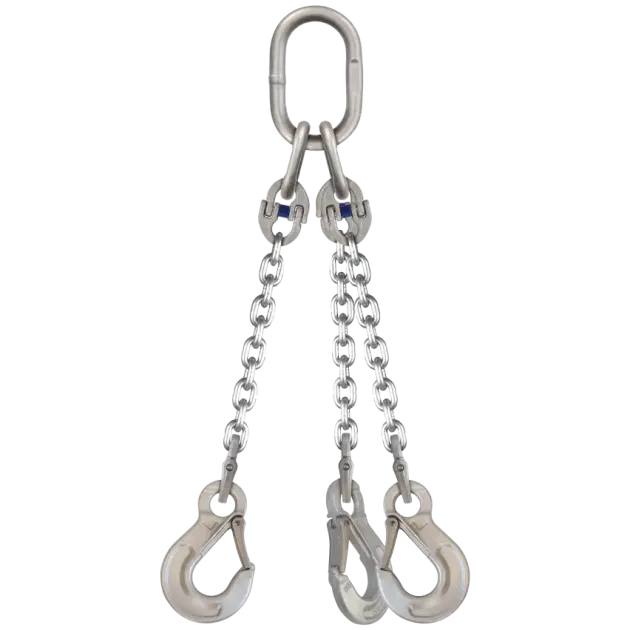 3-Strang Anschlagkette GK6 mit Lasthaken - Edelstahl