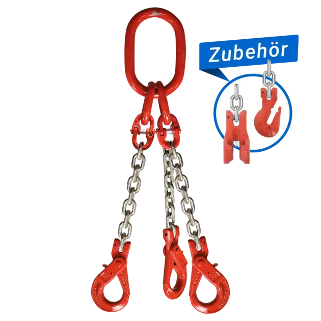 3-Strang Anschlagkette GK8 mit Sicherheitslasthaken