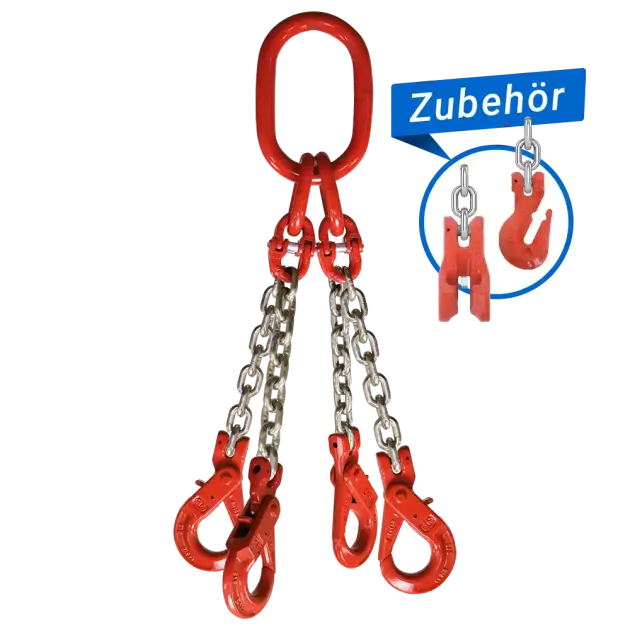 4-Strang Anschlagkette GK8 mit Sicherheitslasthaken