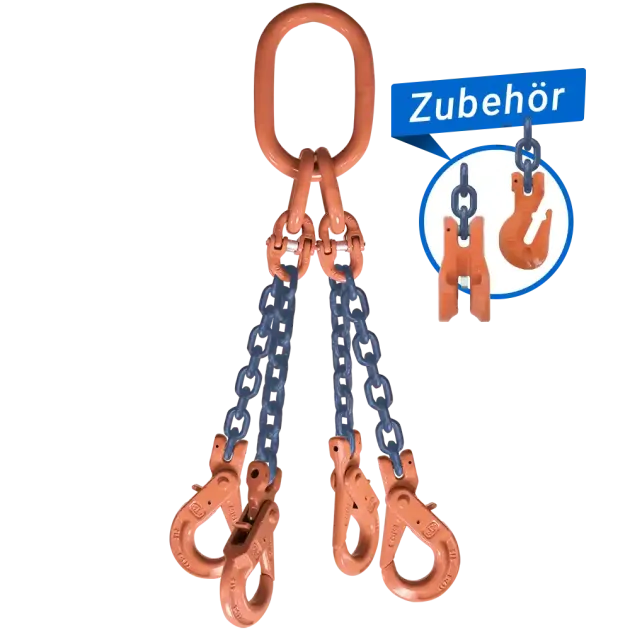4-Strang Anschlagkette GK10 mit Sicherheitslasthaken